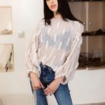 VR pornstar Alyssa Bounty clothed in jeans and seethru top
