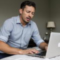 PornJoy annoyed man using laptop