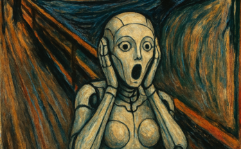 ChatGPT beautiful female android style Edvard Munch The Scream