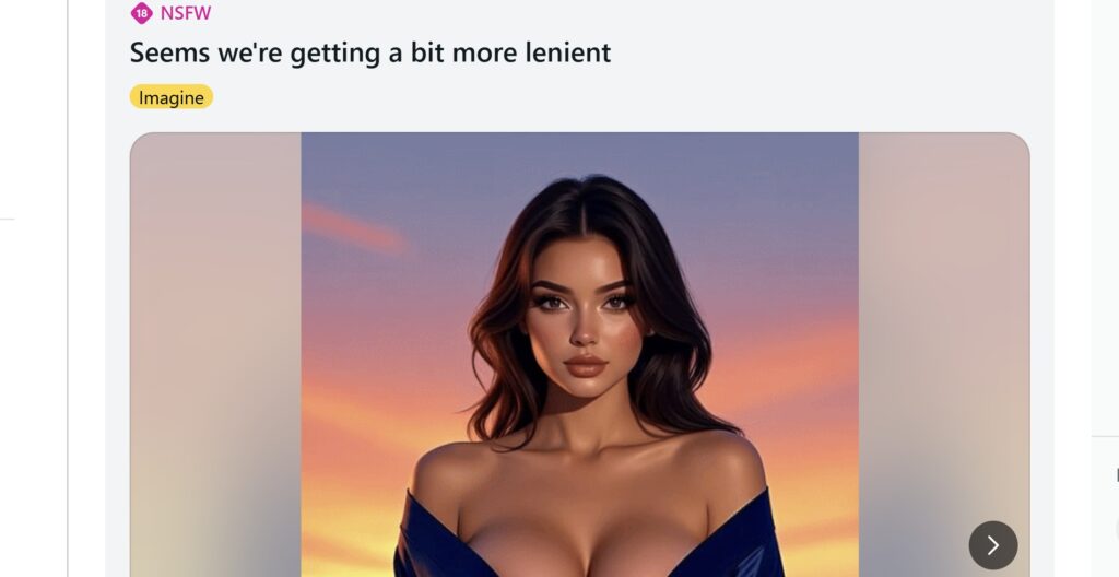 Grok Imagine breast reveal video starting image.