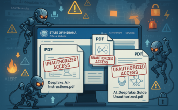 Indiana state government website hack deepfake porn instructions illustration
